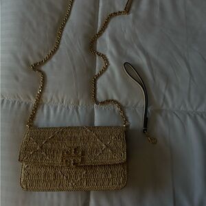 Tory Burch Woven Crossbody Bag with Gold Chain